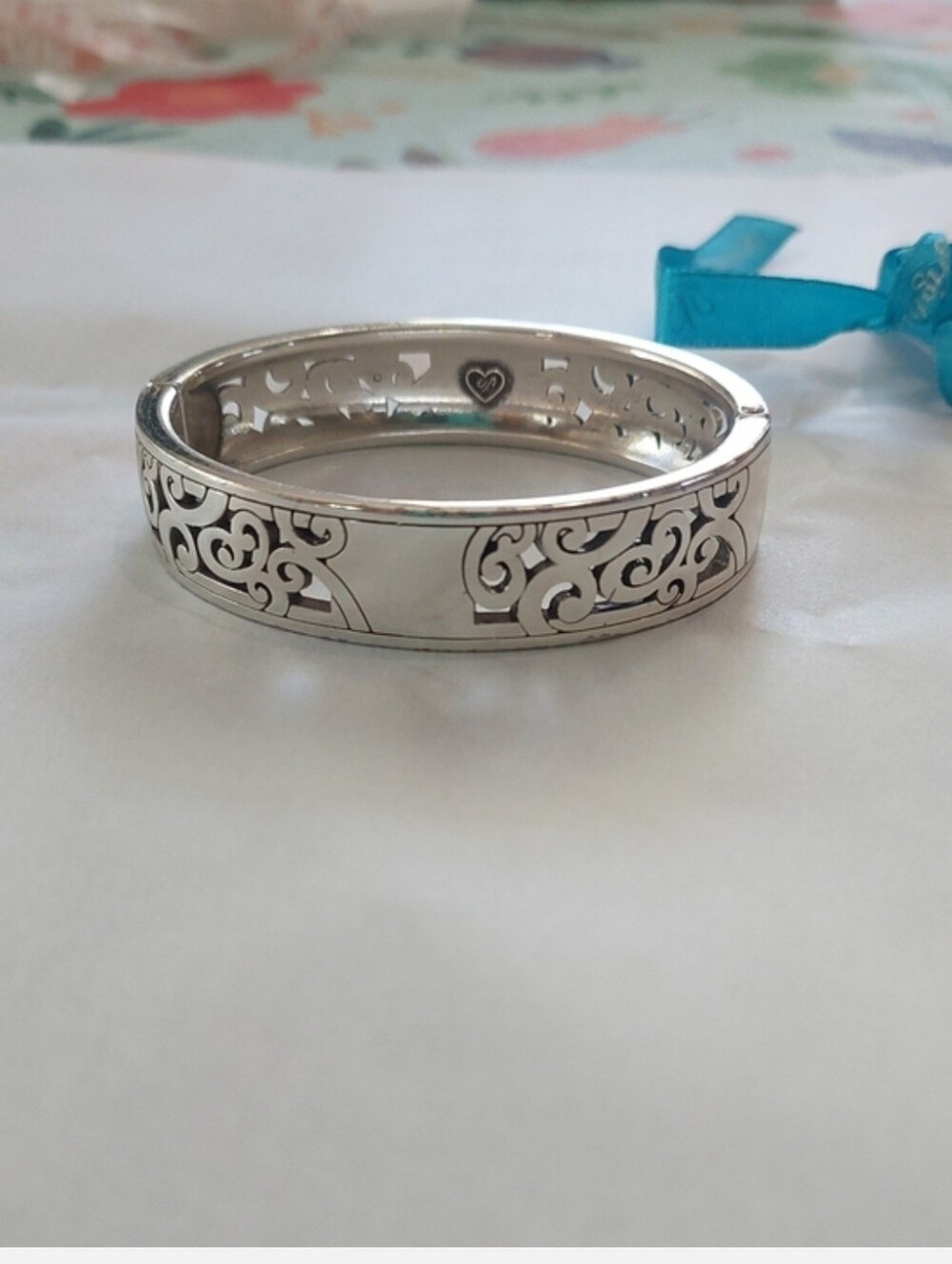 Brighton Silver-Tone Hinged Heart Bangle Bracelet - Silver - Picture 6 of 6